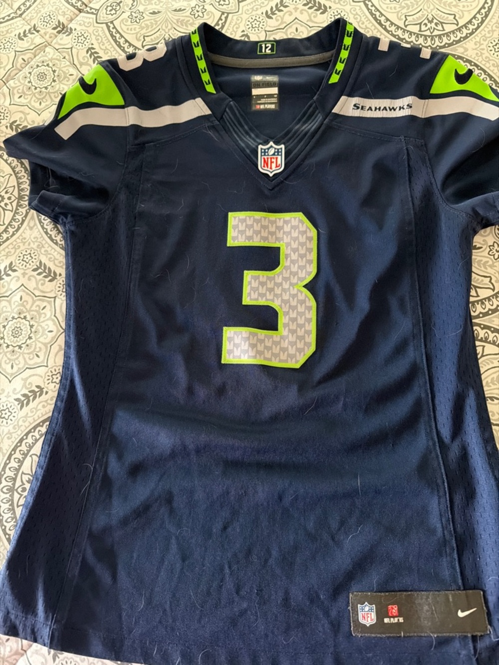 Nike Seattle Seahawks Womens #3 Navy and Volt Jersey